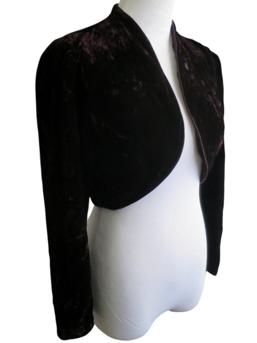 Vintage Whimsigoth Velvet Bolero Crop Jacket Size S - Picture 3 of 7